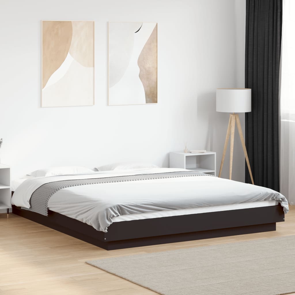 Bedframe with LED Lights Black 150x200cm