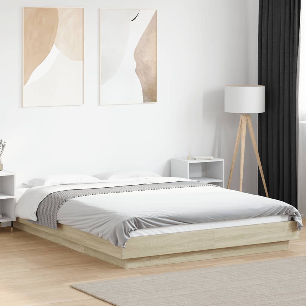 Bedframe with LED Lights Sonoma Oak 140x200cm