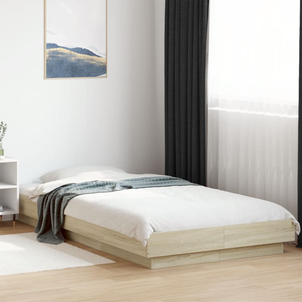 Bedframe with LED Lights Sonoma Oak 100x200cm