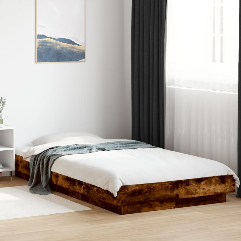 Bedframe with LED Lights Smoked Oak 100x200cm