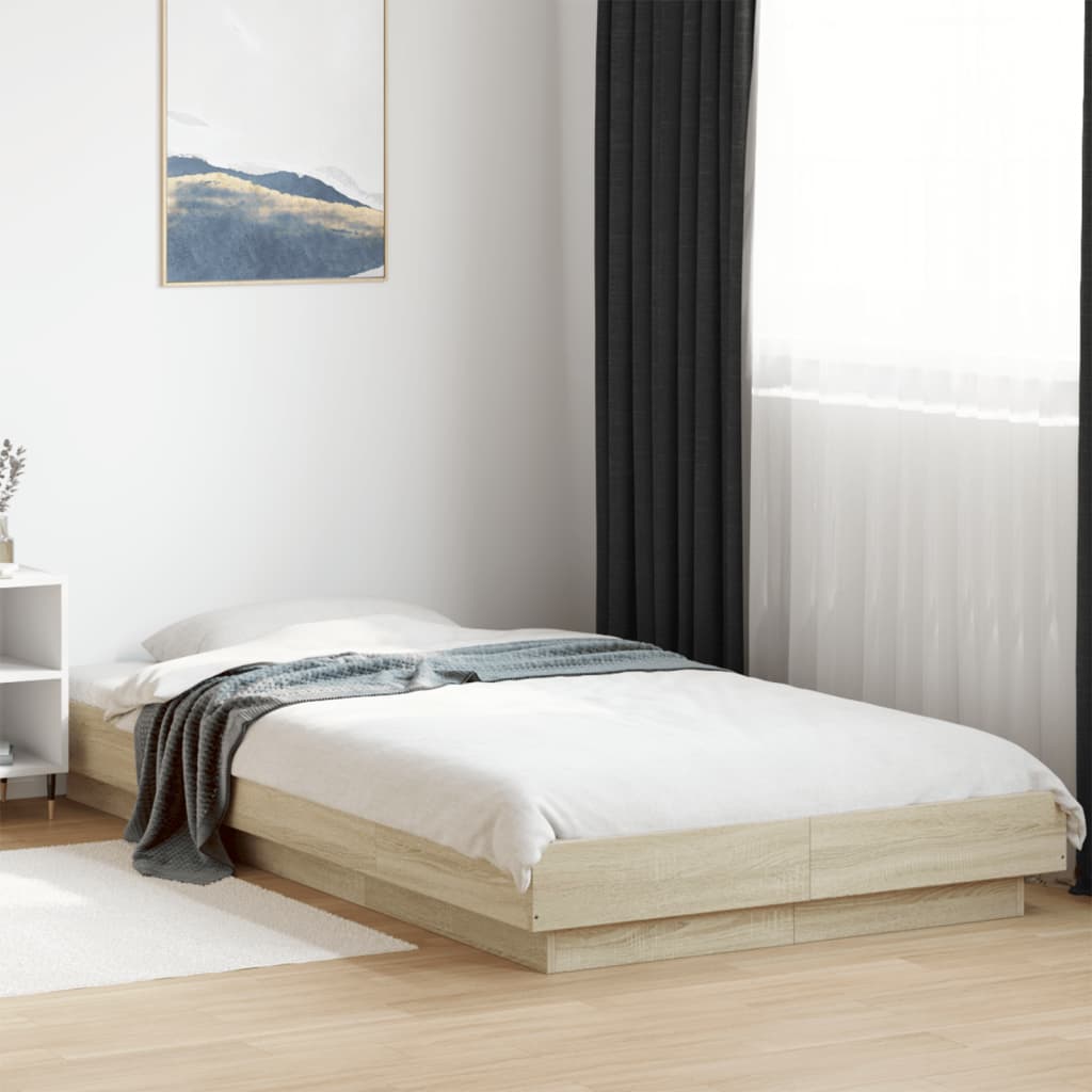 Bedframe with LED Lights Sonoma Oak 90x200cm
