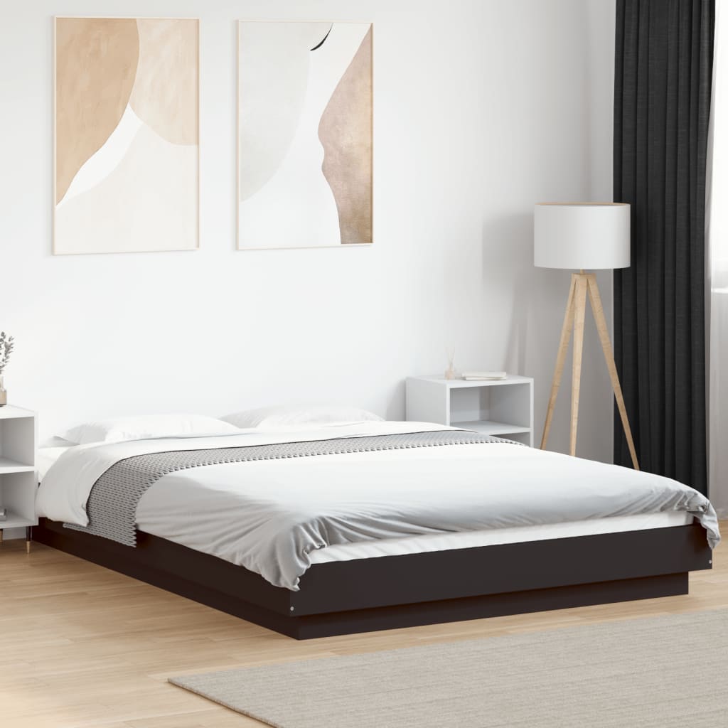 Bedframe with LED Lights Black 120x190cm