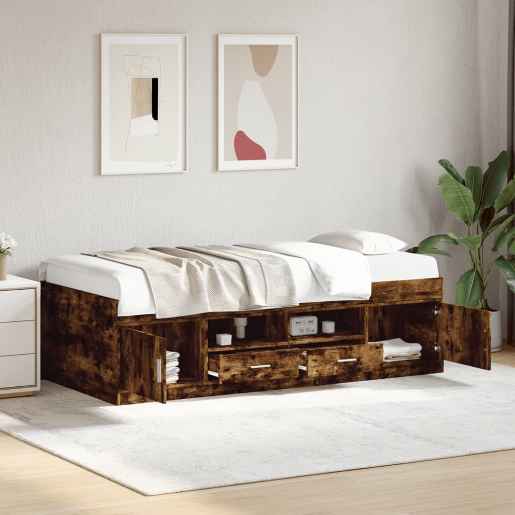 Daybed with Drawers Smoked Oak 90x190cm Single