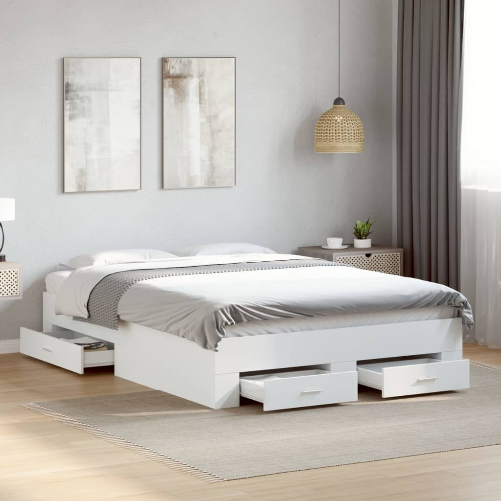 Bedframe with Drawers White 120x200cm