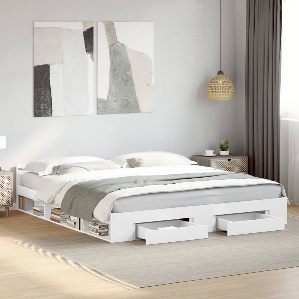 Bedframe with Drawers White 180x200cm Super King