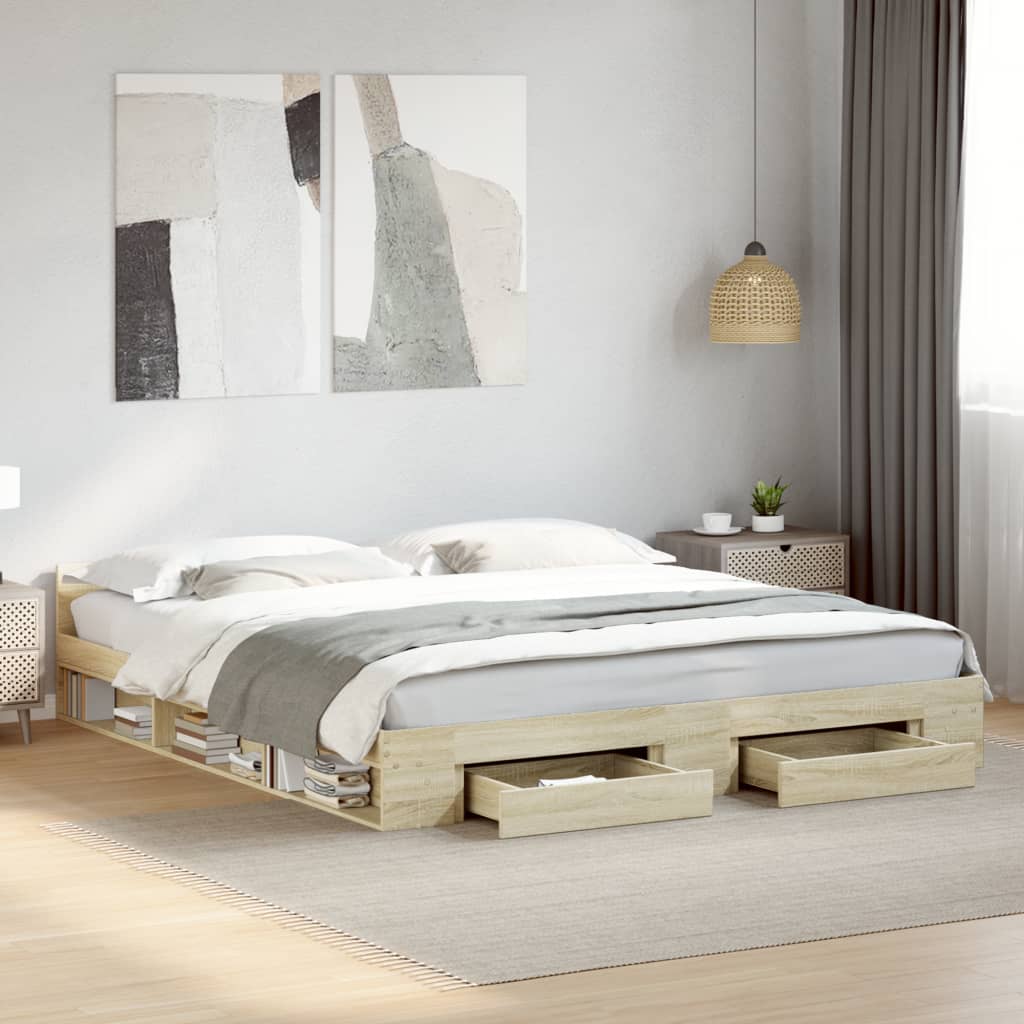 Bedframe with Drawers Sonoma Oak 180x200cm Super King