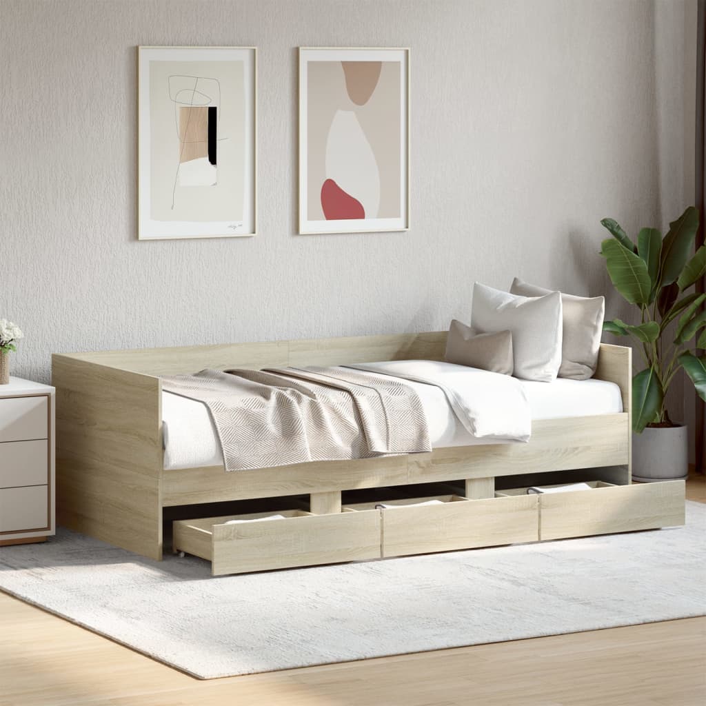 Daybed with Drawers Sonoma Oak 100x200cm