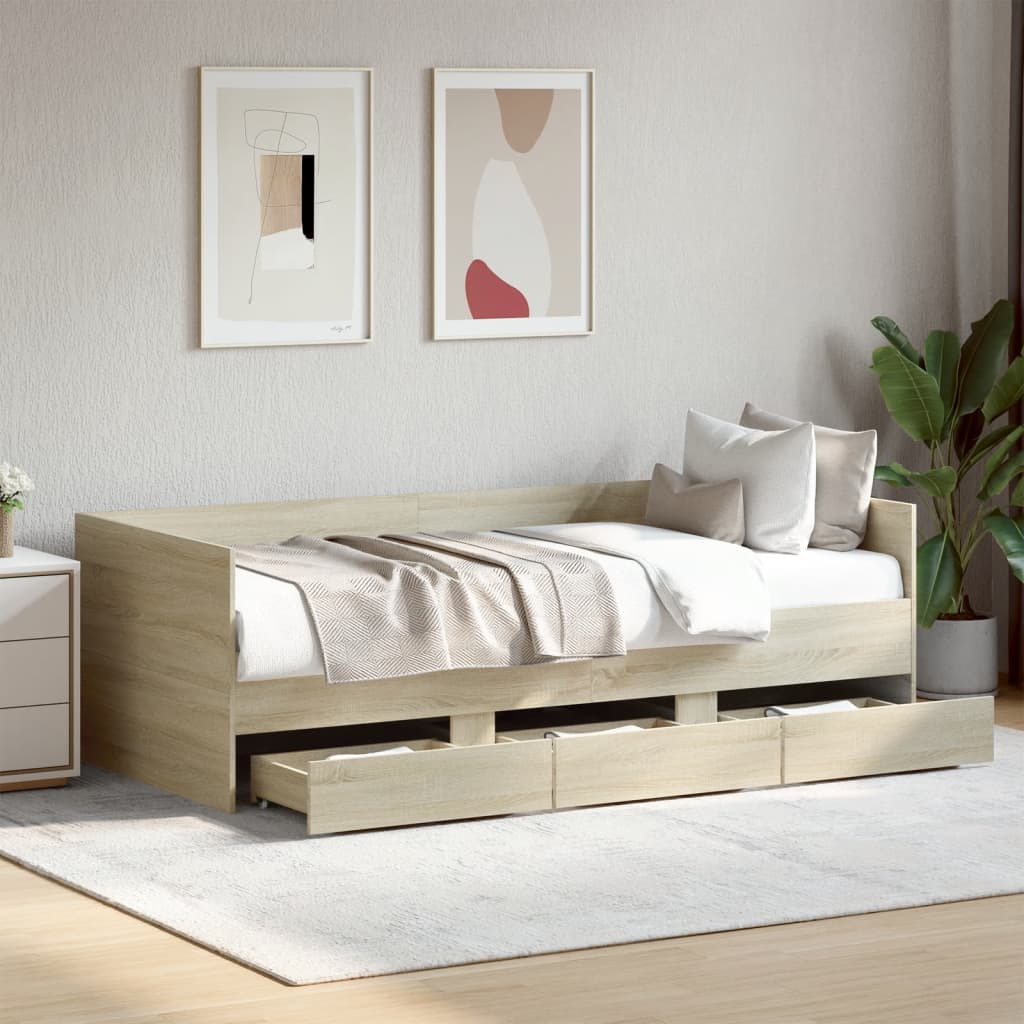 Daybed with Drawers Sonoma Oak 90x190cm Single