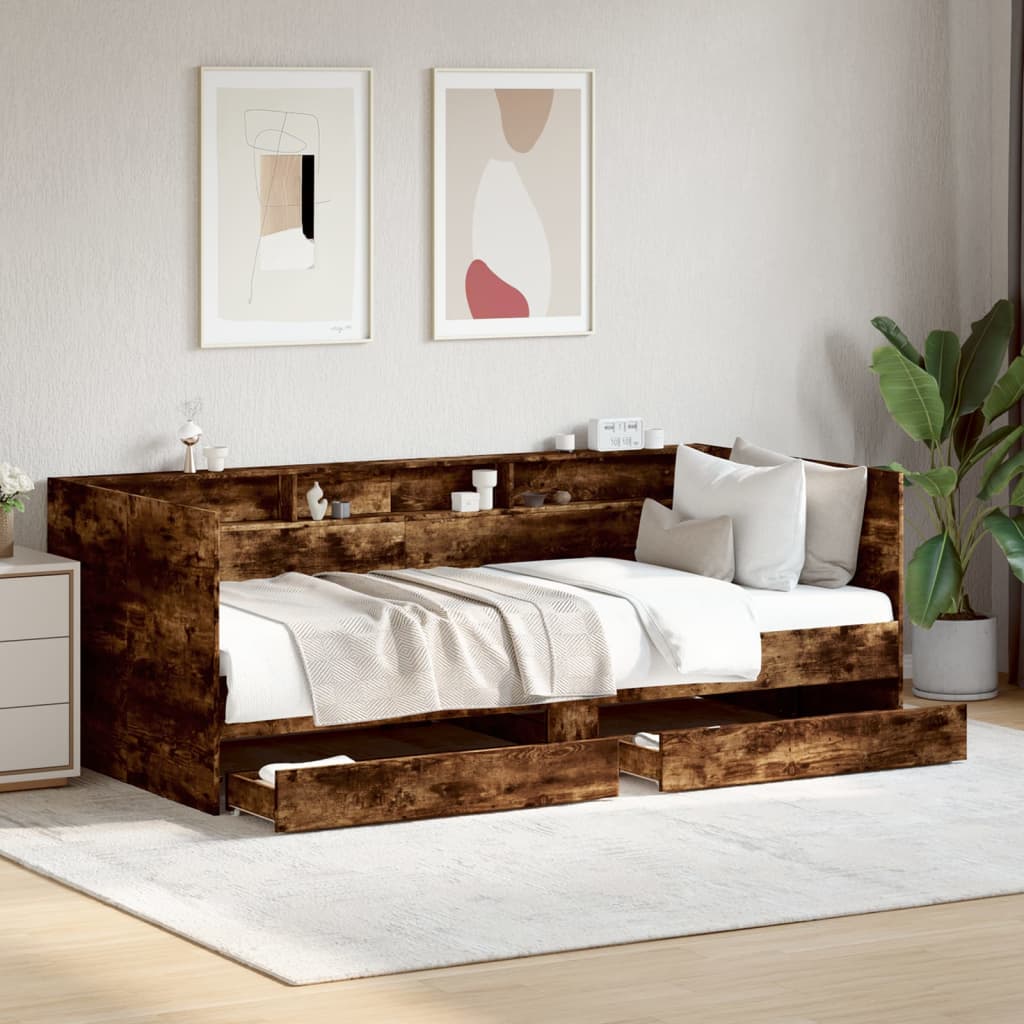 Daybed with Drawers Smoked Oak 90x200cm