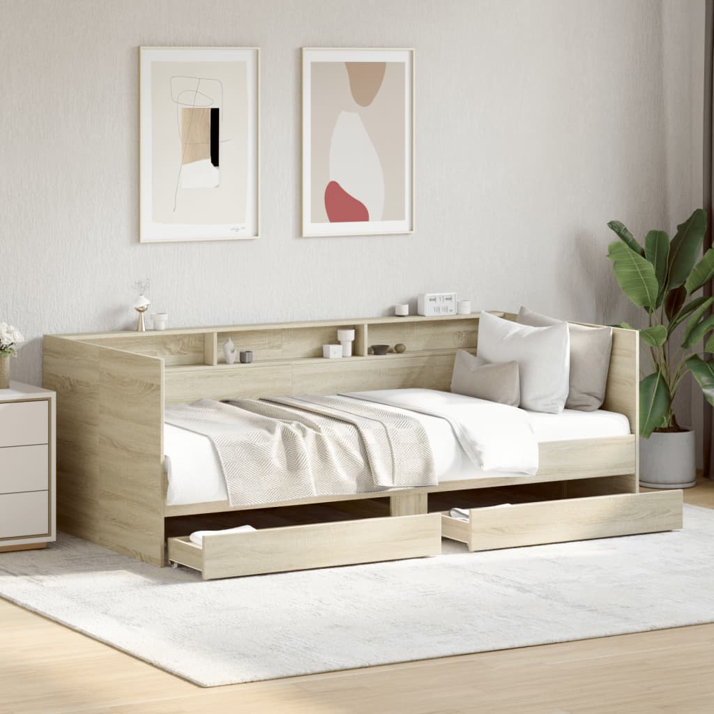 Daybed with Drawers Sonoma Oak 90x190cm Single