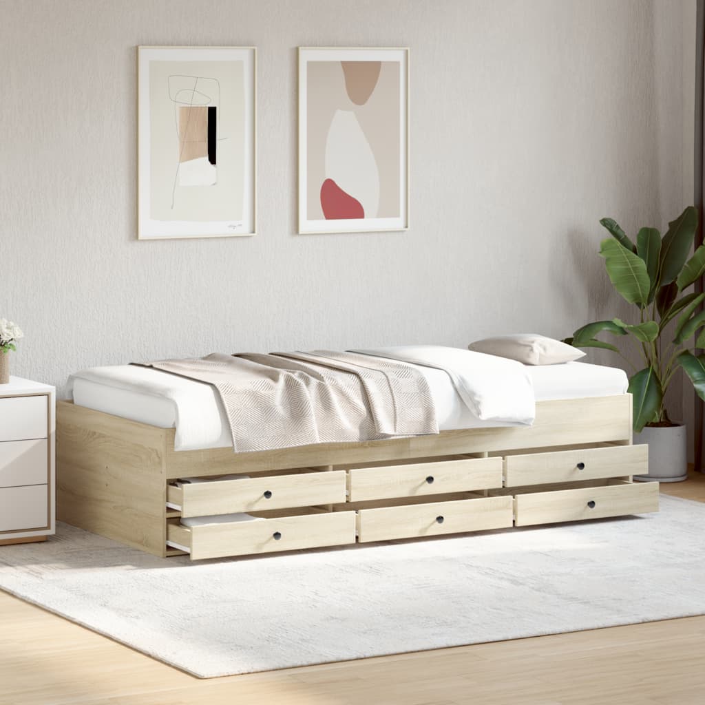 Daybed with Drawers Sonoma Oak 100x200cm