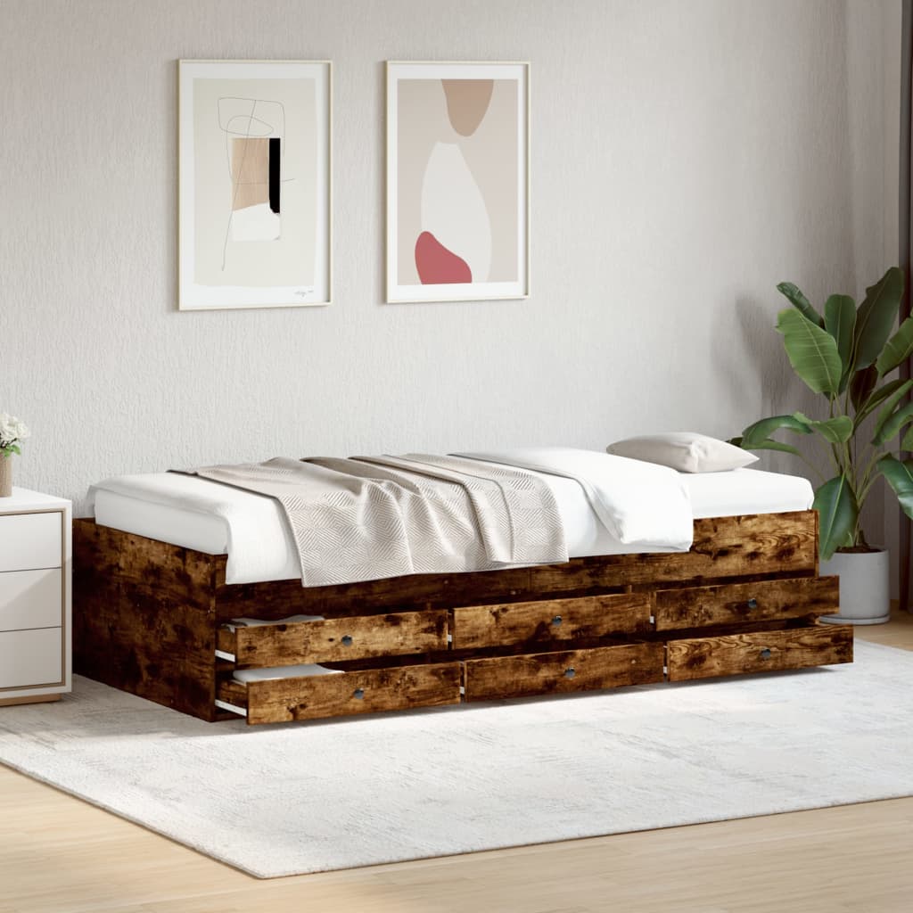 Daybed with Drawers Smoked Oak 90x200cm