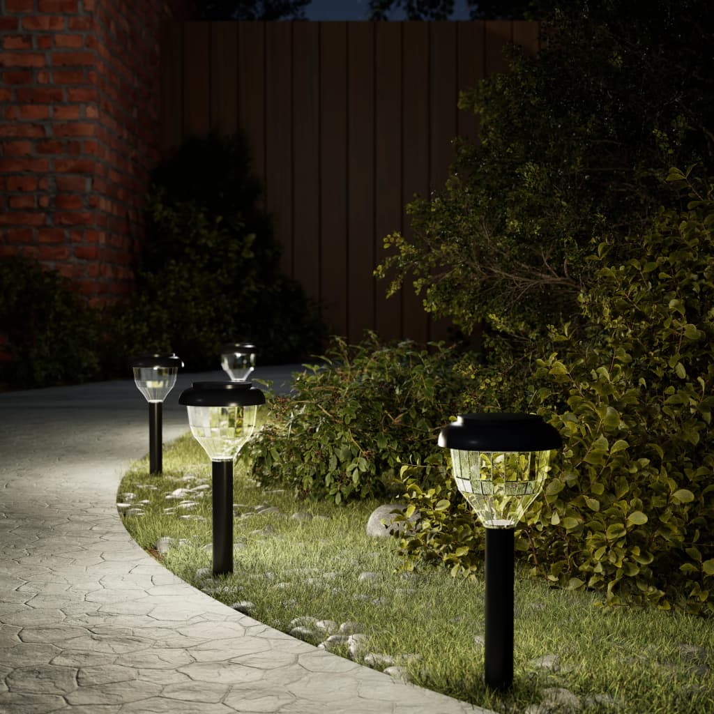 OSWOD Solar Pathway Lights with Ground Spikes 4 pcs Warm and RGB - White