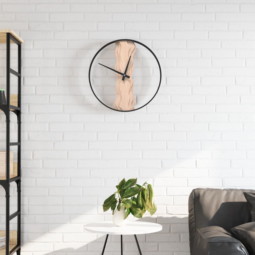 Wall Clock Brown 35 cm Iron and Oak Wood