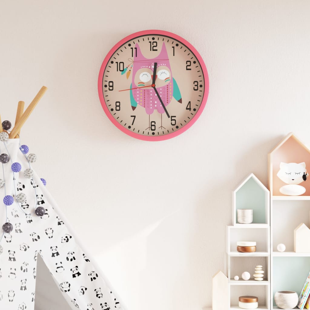 Wall Clock Pink 25.5 cm Polystyrene and Glass