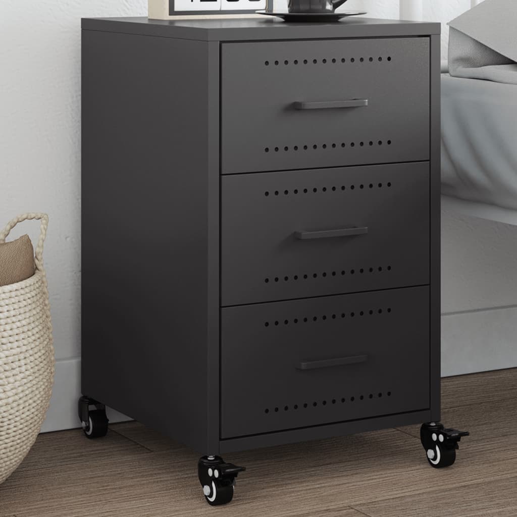 Bedside Cabinet Black 36x39x59 cm Steel