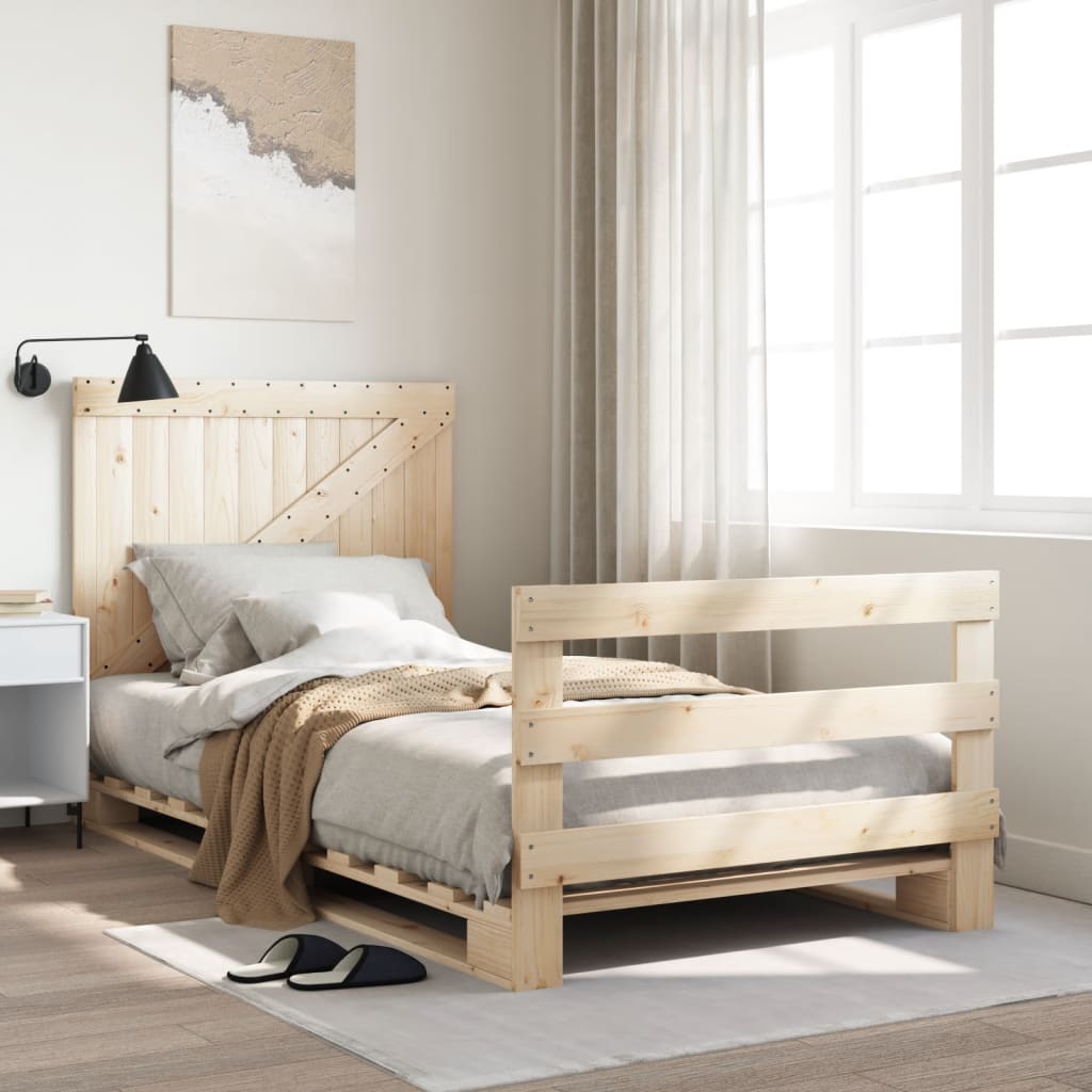 Bedframe with Headboard 100x200cm Solid Wood