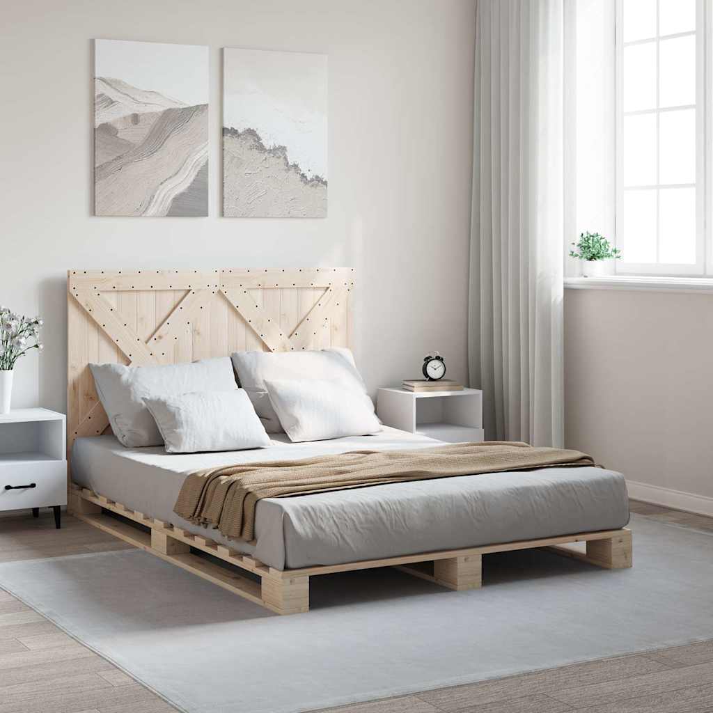 Bedframe with Headboard 140x200cm Solid Wood