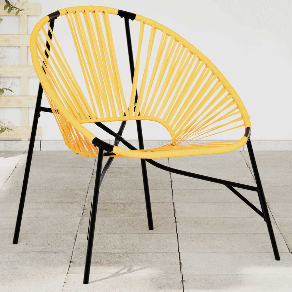 NAVALE Garden Egg Chair Black and Poly Rattan - Yellow