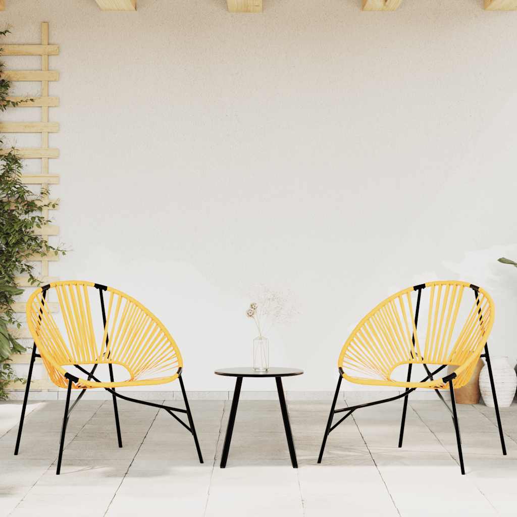 NAVALE Garden Chair Set 3 pcs Black and Poly Rattan - Yellow