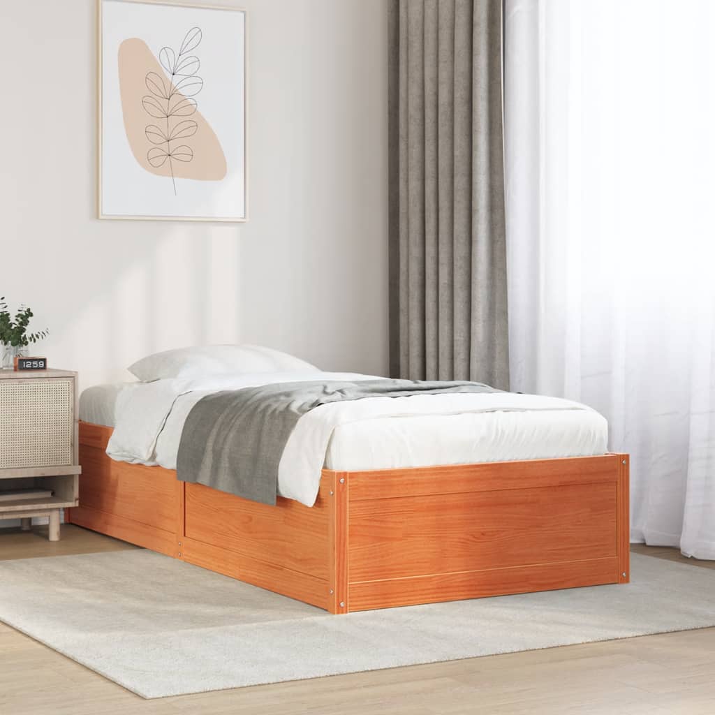 Bedframe Wax Brown 90x200cm Solid Wood Pine