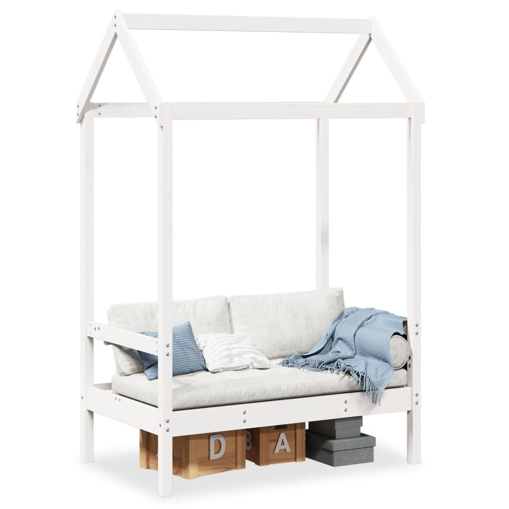 Bench with Roof White 117.5x70x176.5 cm Solid Wood Pine