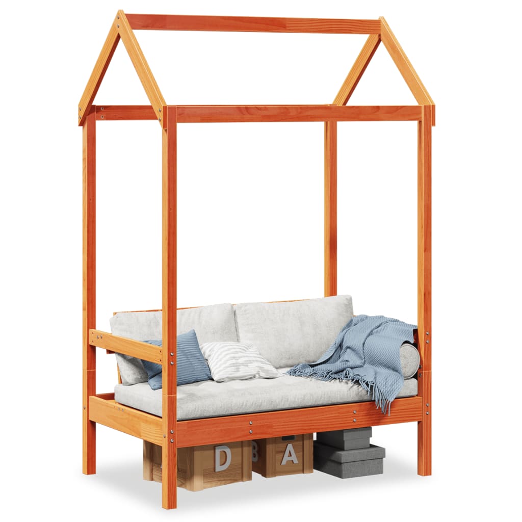 Bench with Roof Wax Brown 117.5x70x176.5 cm Solid Wood Pine
