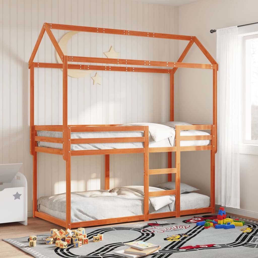 Bunkbed Wax Brown 90x190cm Single Solid Wood Pine