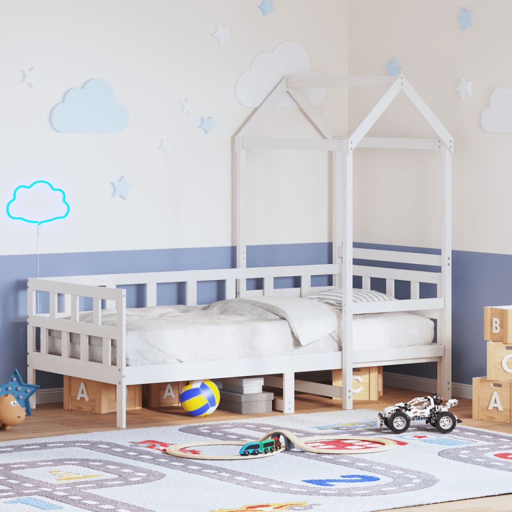 Daybed with Roof White 80x200cm Solid Wood