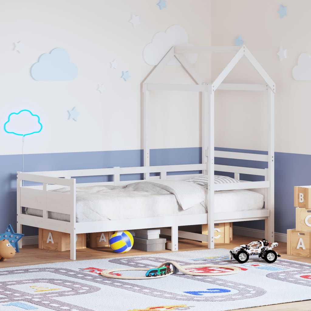 Daybed with Roof White 80x200cm Solid Wood