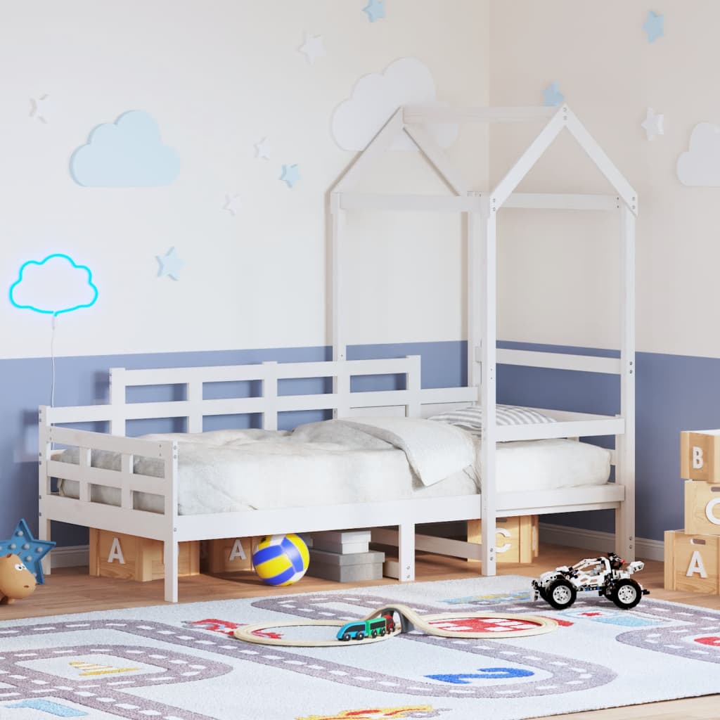Daybed with Roof White 80x200cm Solid Wood