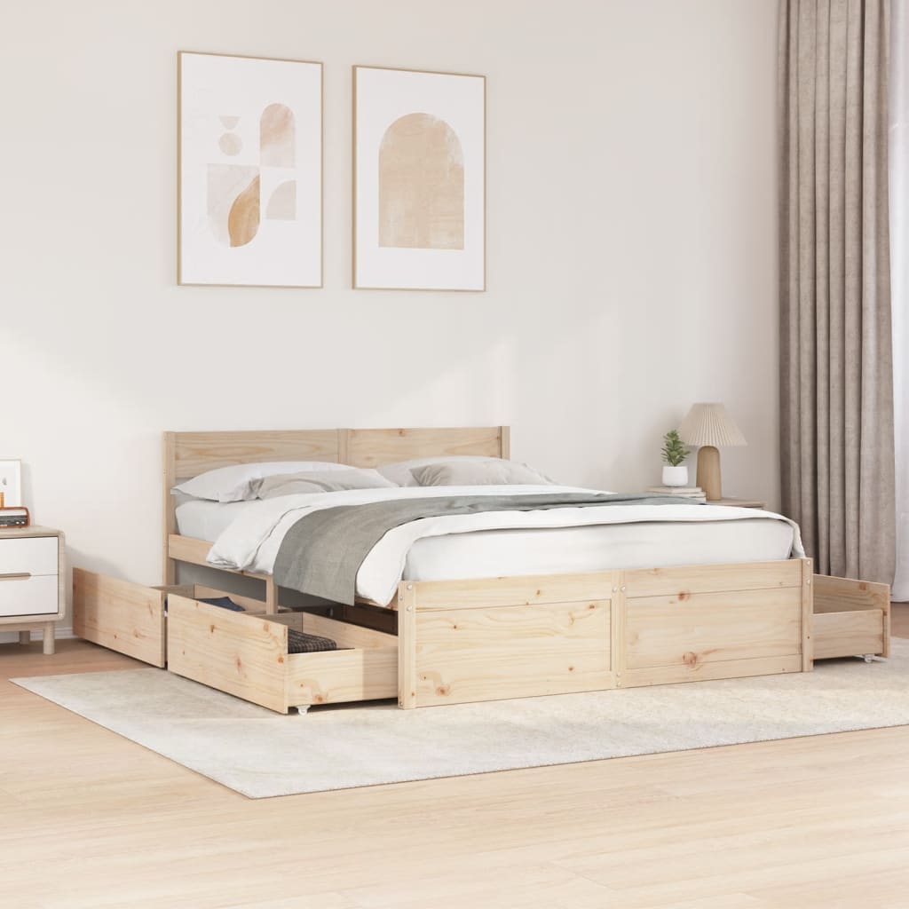 Bedframe 140x200cm Solid Wood Pine