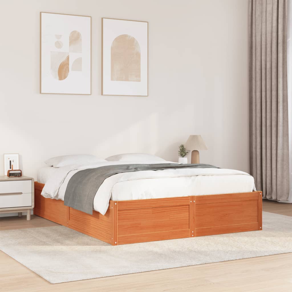 Bedframe Wax Brown 140x190cm Solid Wood Pine