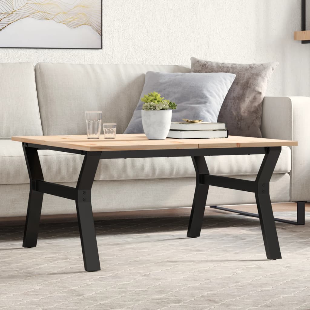 Coffee Table Y-Frame 90x90x45 cm Solid Wood Pine and Steel