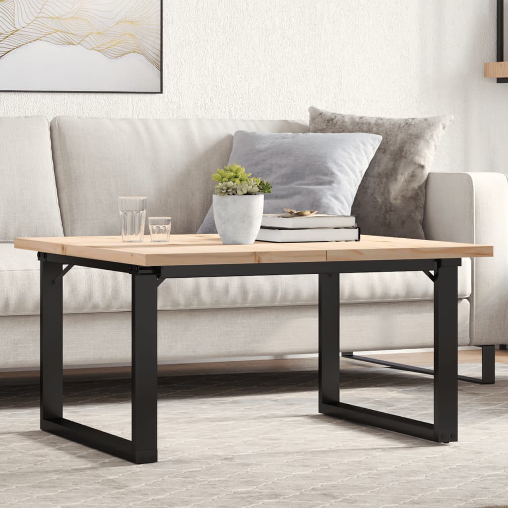 Coffee Table O-Frame 80x80x45.5 cm Solid Wood Pine and Steel