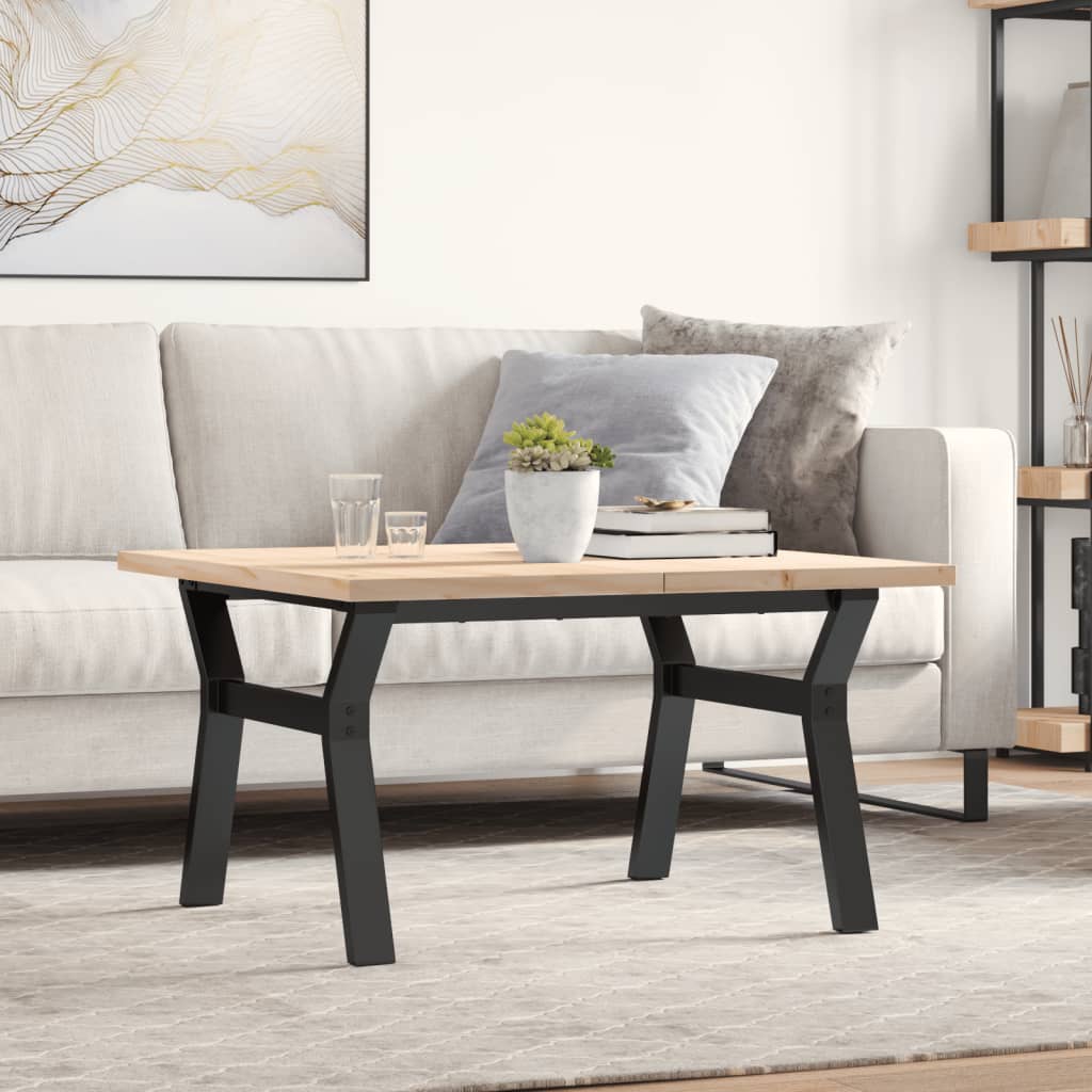 Coffee Table Y-Frame 80x80x45.5 cm Solid Wood Pine and Steel