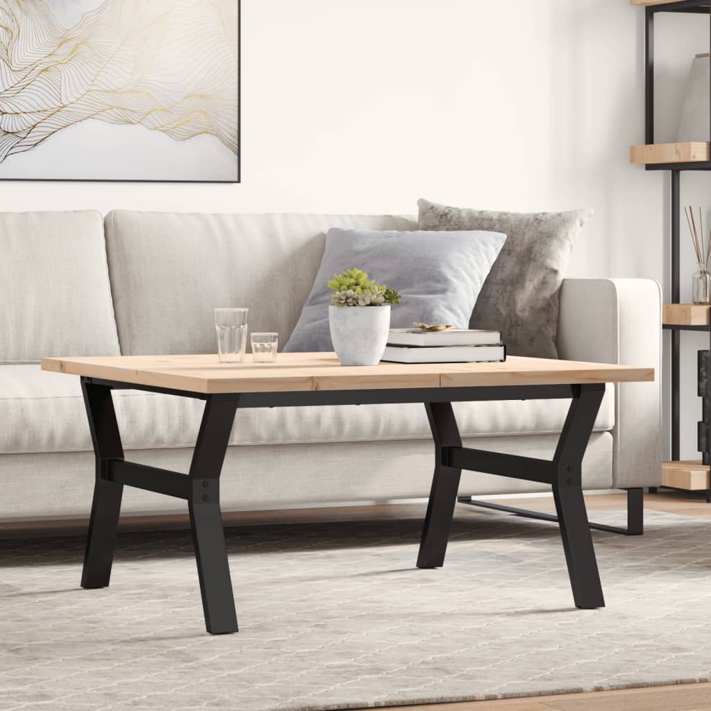 Coffee Table Y-Frame 90x90x45.5 cm Solid Wood Pine and Steel