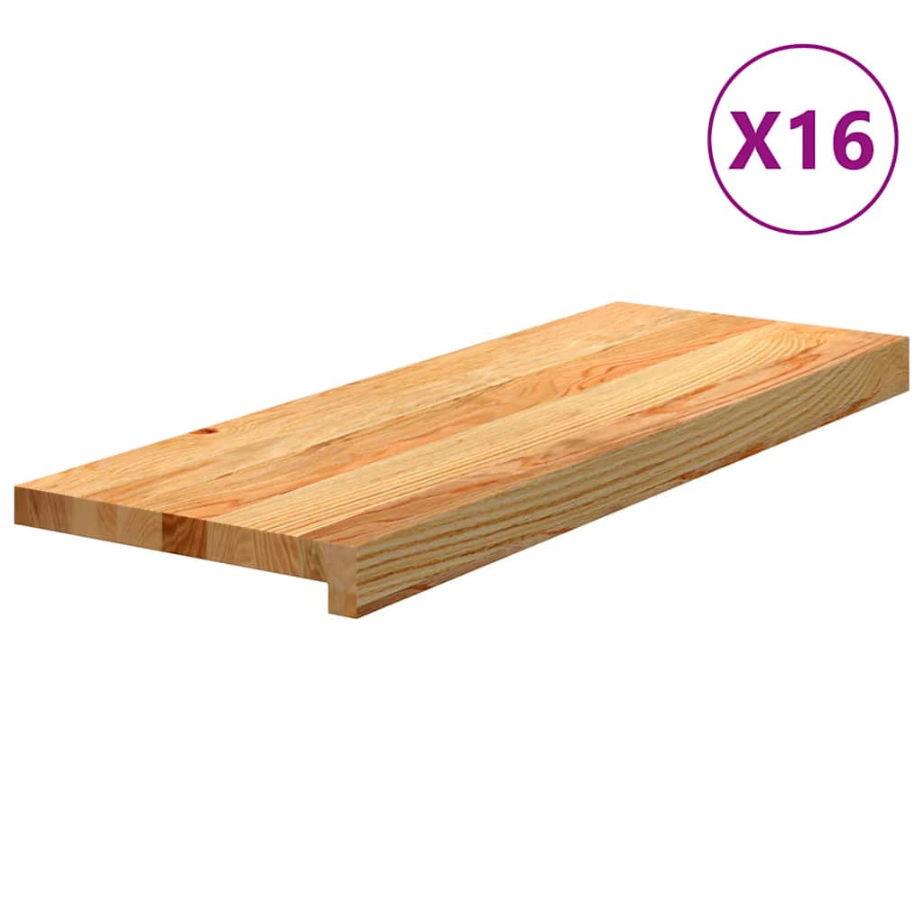 Stair Treads 16 Pieces Light Brown 70x30x2 cm Solid Wood Oak