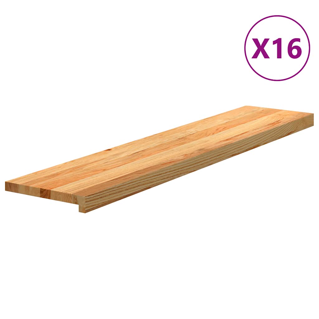 Stair Treads 16 Pieces Light Brown 120x30x2 cm Solid Wood Oak