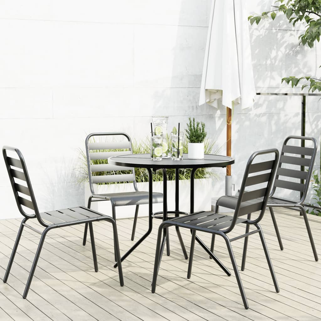Stackable Garden Chair Set 5 pcs Anthracite Powder-coated Steel
