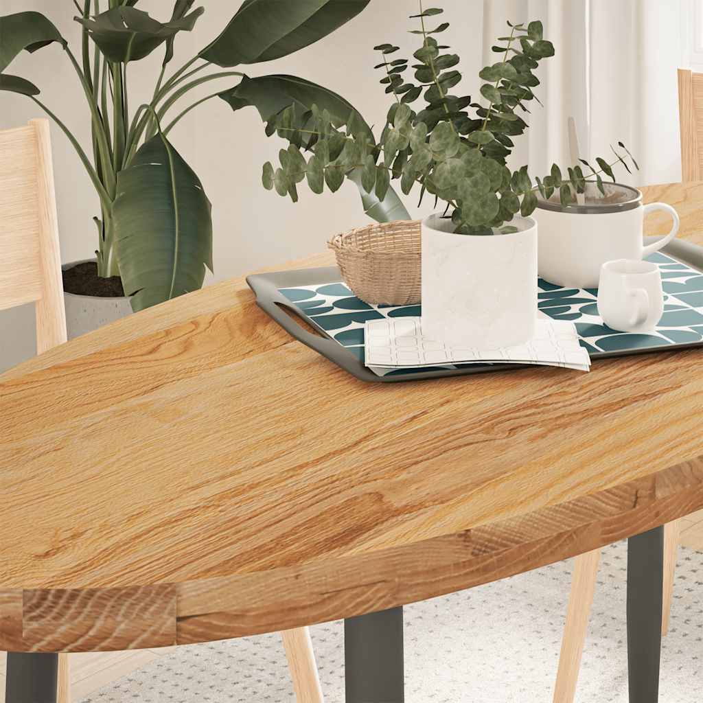 Table Top Light Brown 140x60x4 cm Solid Wood Oak Oval