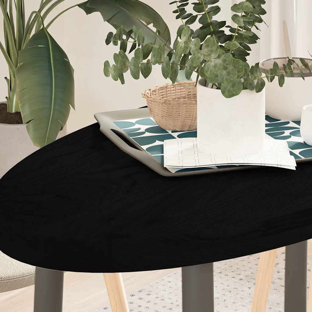 Table Top Dark Brown 100x50x4 cm Solid Wood Oak Oval