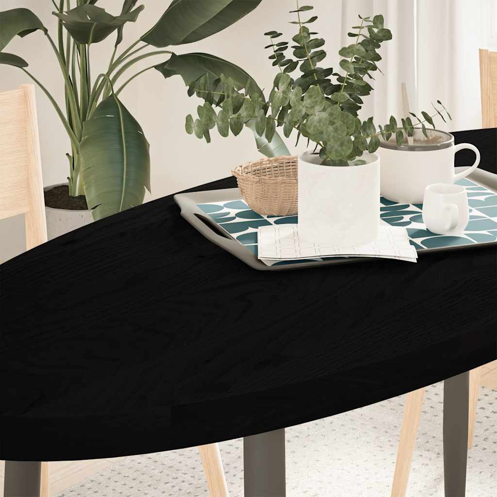 Table Top Dark Brown 140x60x4 cm Solid Wood Oak Oval