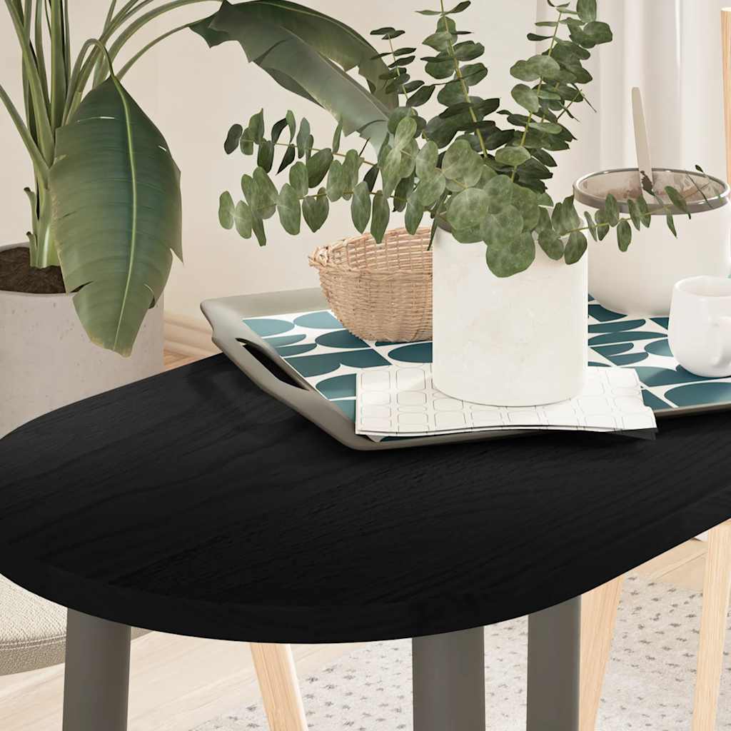 Table Top Dark Brown 80x40x2 cm Solid Wood Oak Oval