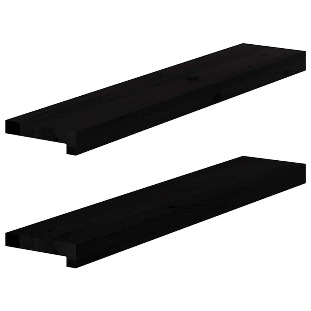 Window Sills 2 pcs Dark Brown 80x15x2 cm Solid Wood Oak