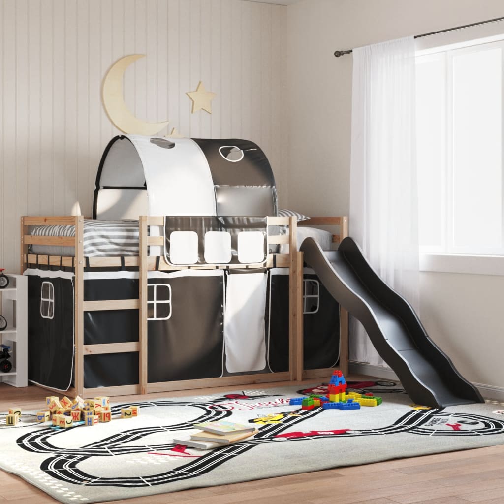 Bunkbed with Slide White and Black 80x200cm