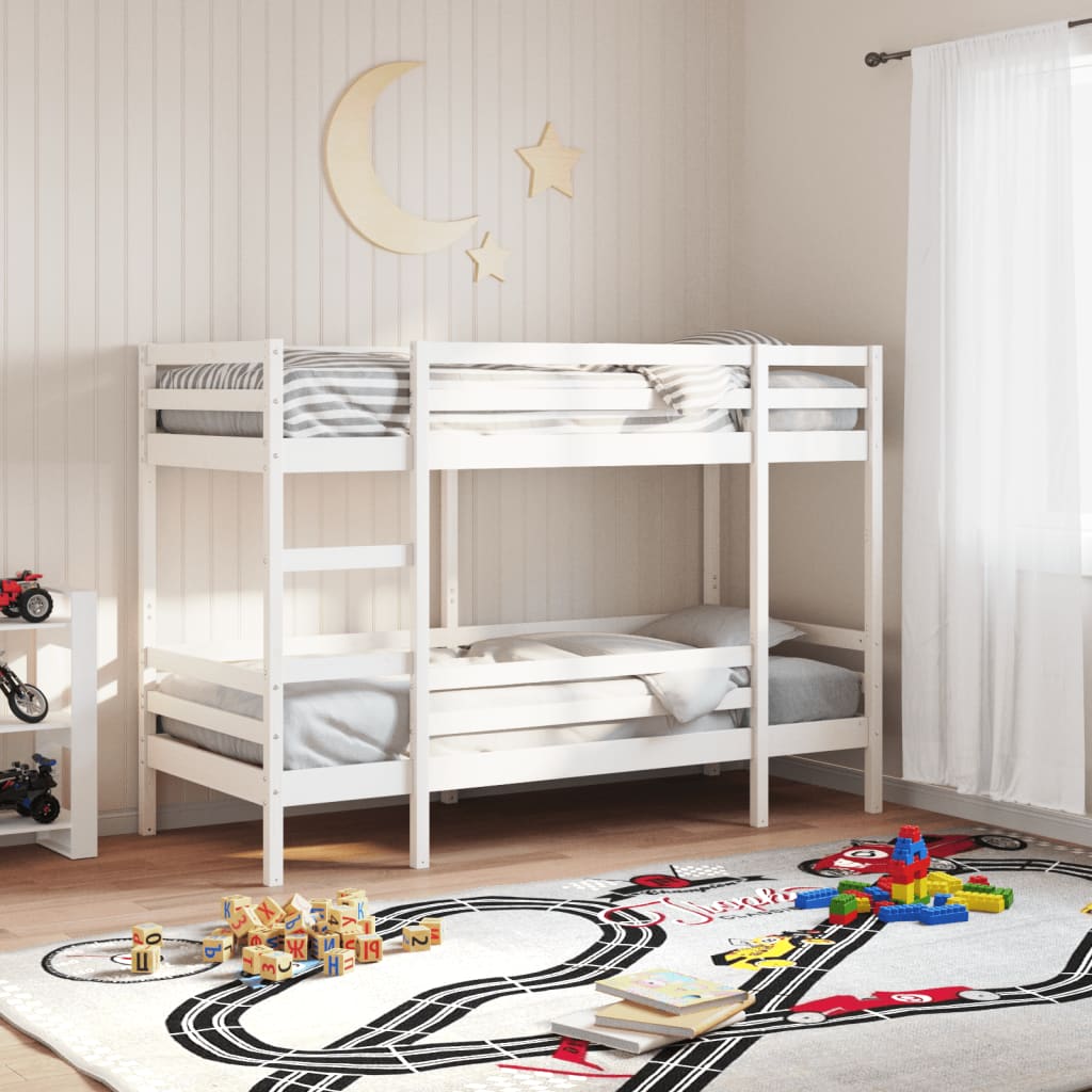 Bunkbed White 75x190cm Small Single Solid Wood Pine