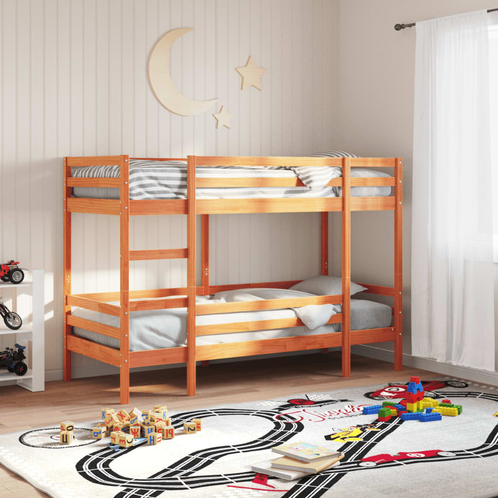 Bunkbed Wax Brown 75x190cm Small Single Solid Wood Pine