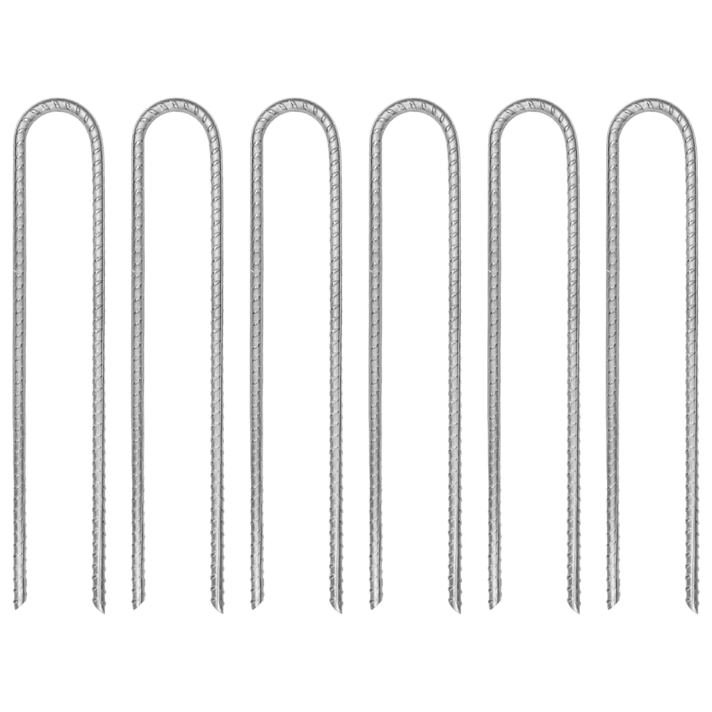 Tent Pegs 6 pcs U-shaped 30 cm 7 mm Galvanised Steel