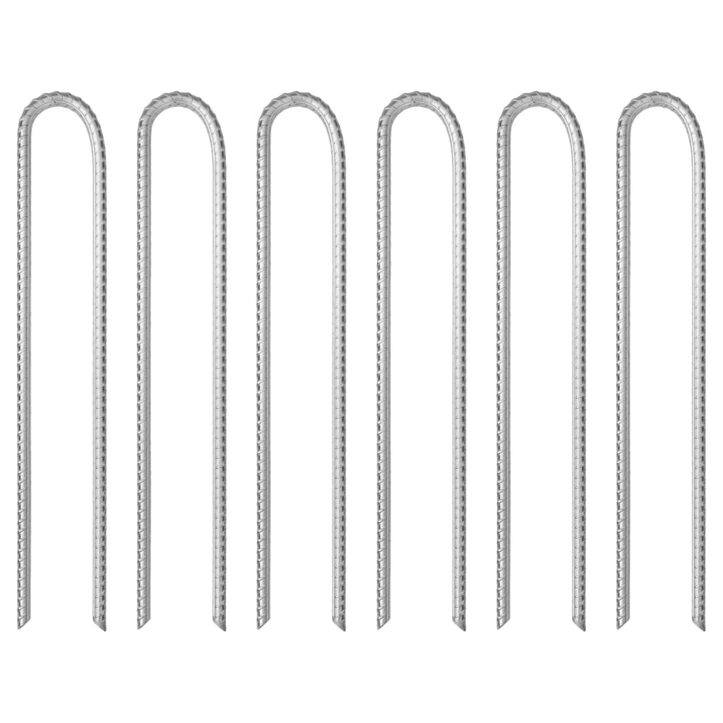 Tent Pegs 6 pcs U-shaped 37 cm 10 mm Galvanised Steel